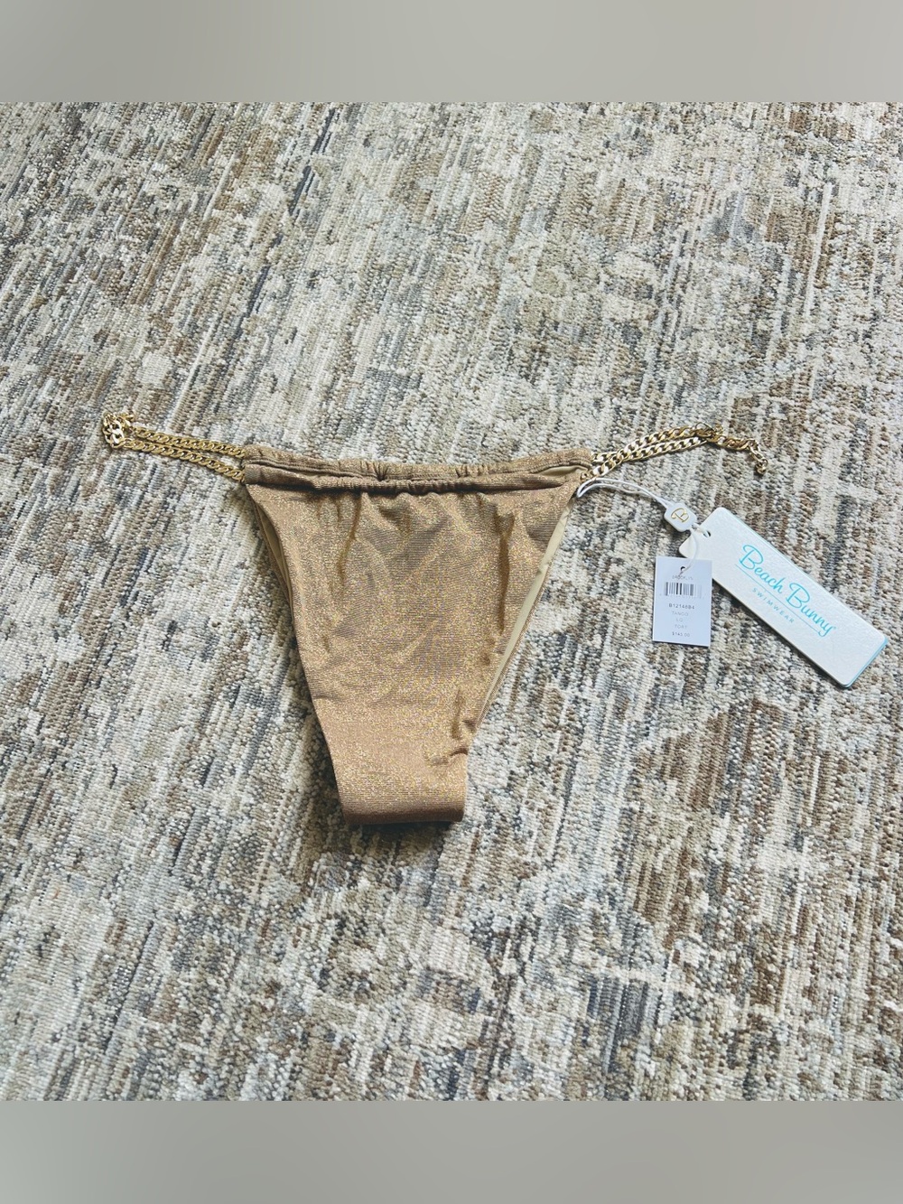 Beach Bunny Gold Metallic Chain-Side Bikini Bottom